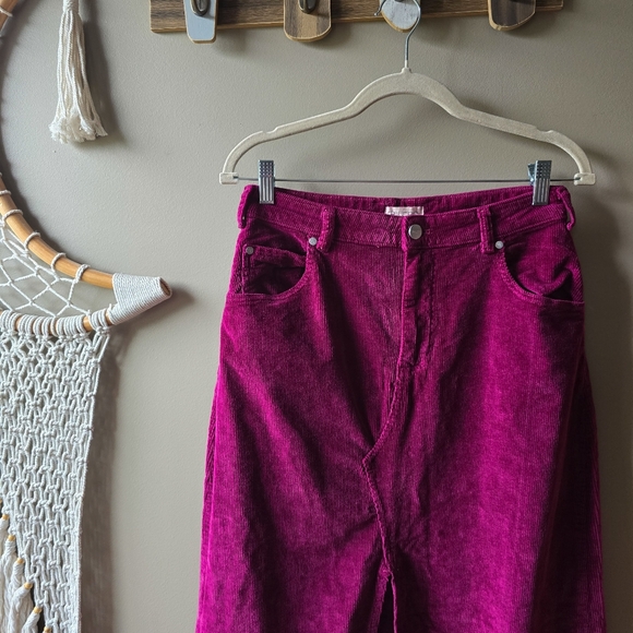 Pilcro Anthropologie The Madi Front-Slit Corduroy Skirt Violet Nwot - Picture 6 of 9